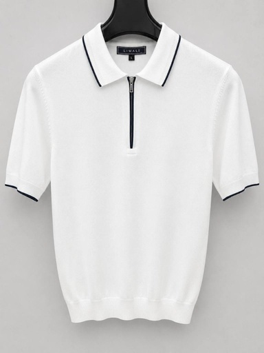 Polo tricot 1534 (M, Blanc)