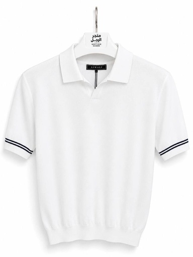 Polo tricot 1570 (M, Blanc)