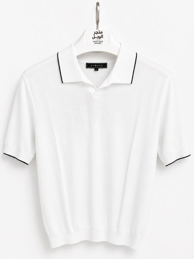Polo tricot 1601 (M, Blanc)