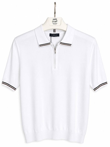 Polo tricot 1519 (M, Blanc)