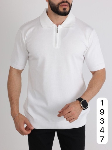 Polo tricot 10347 (M, Blanc)