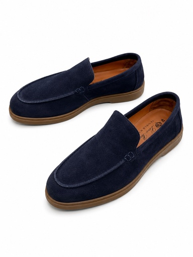 Chaussure penny mocassin cuir 05921 (40, Bleu Marine)