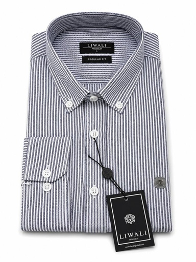 Chemise Liwali rayé 1074 (L, Bleu Marine)