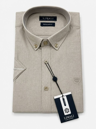 Chemise demi-manche Liwali 65 (M, Beige)
