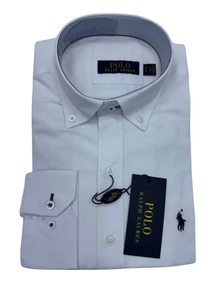 قميص رجالي polo  – ياقة 3 أزرار 8521 (S, أبيض)