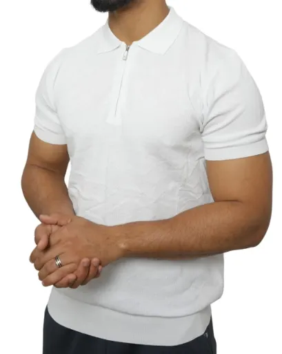 Polo tricot 1337 (Blanc, M)